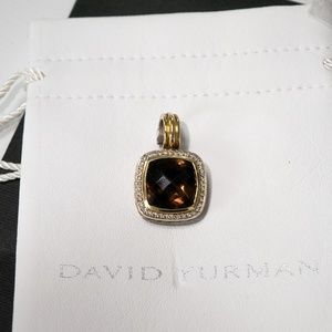 David Yurman Rare Smoky Quartz Albion Pendant Sterling + 18K Gold